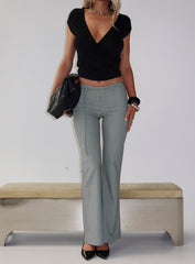 Joanah Tie Waist Pant Grey Pinstripe