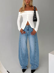 Esperance Mid Rise Barrel Leg Jeans Vintage Blue
