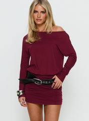 Kaitlinn Ruched Long Sleeve Romper Red