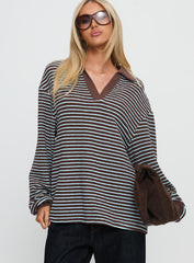 Rigbys Collared Jumper Brown / Blue Stripe
