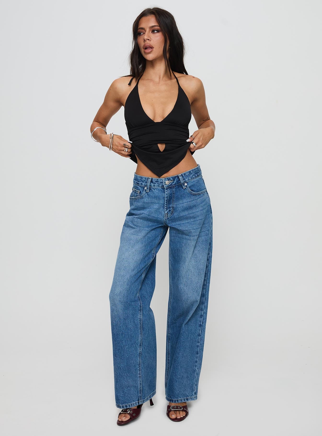 Serenitia Mid Rise Straight Leg Jeans Mid Blue Wash Tall