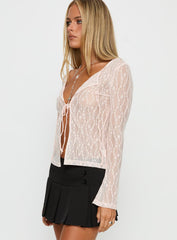 Open Your Heart Tie Detail Long Sleeve Top Pink