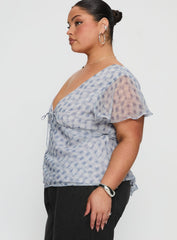 My Last Love Top Blue Check Curve