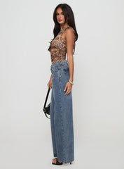 Everlong Mid Rise Straight Leg Jeans Mid Blue Wash