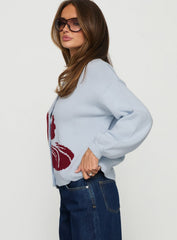 Jalenn Floral Knit Cardigan Blue / Red