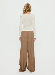 Romonda Drawstring Straight Leg Pants Khaki