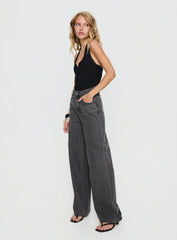 Nicolo High Rise Straight Leg Jeans Washed Grey