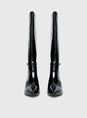 Glazed Knee High Boots Black