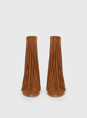Wild Card Tassel Faux Suede Boots Brown