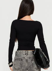 Evangelene Long Sleeve Top Black
