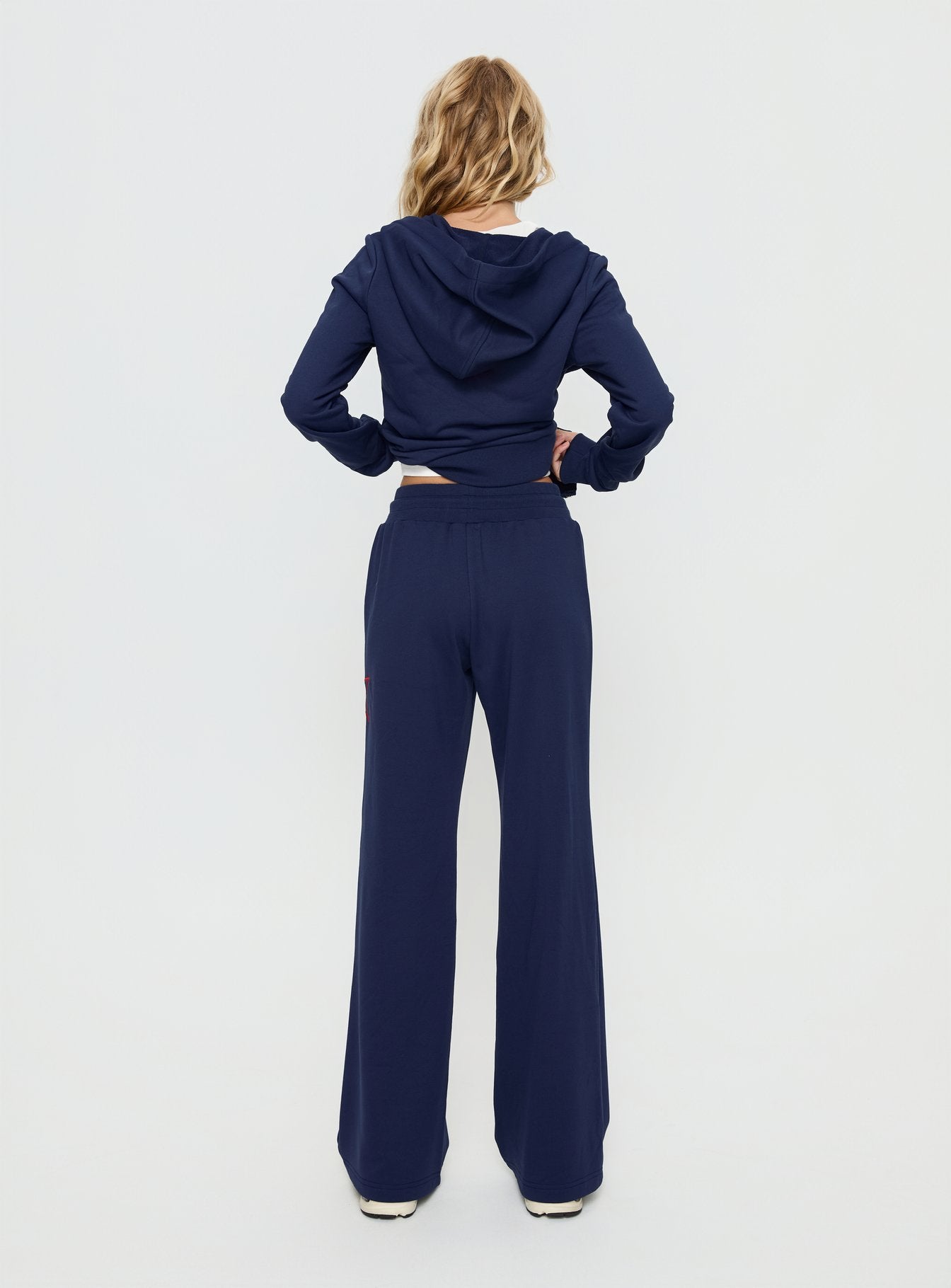 Kari Distressed Patch Track Pant Navy Multi