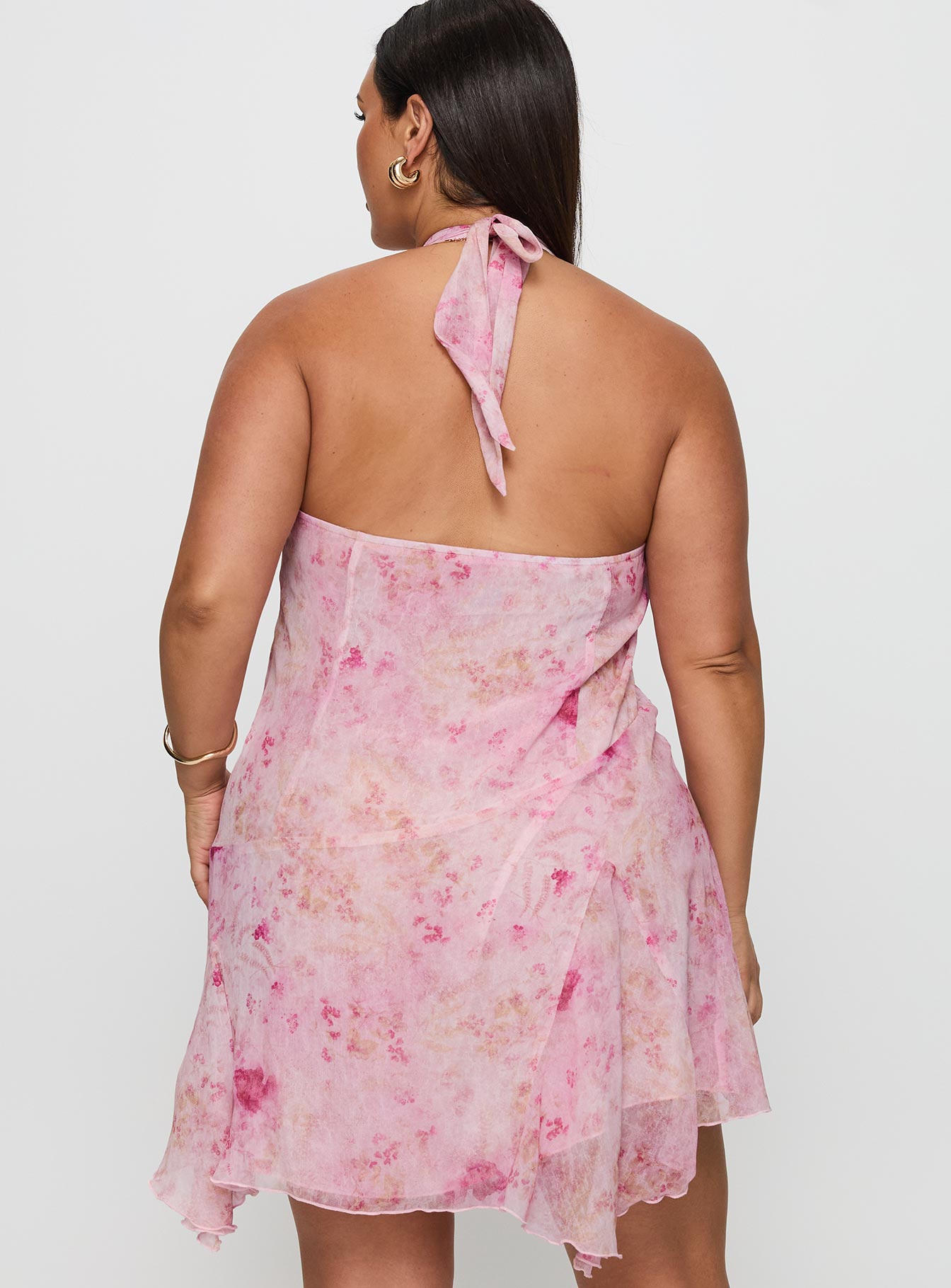 Valorie Halter Mini Dress Pink Curve