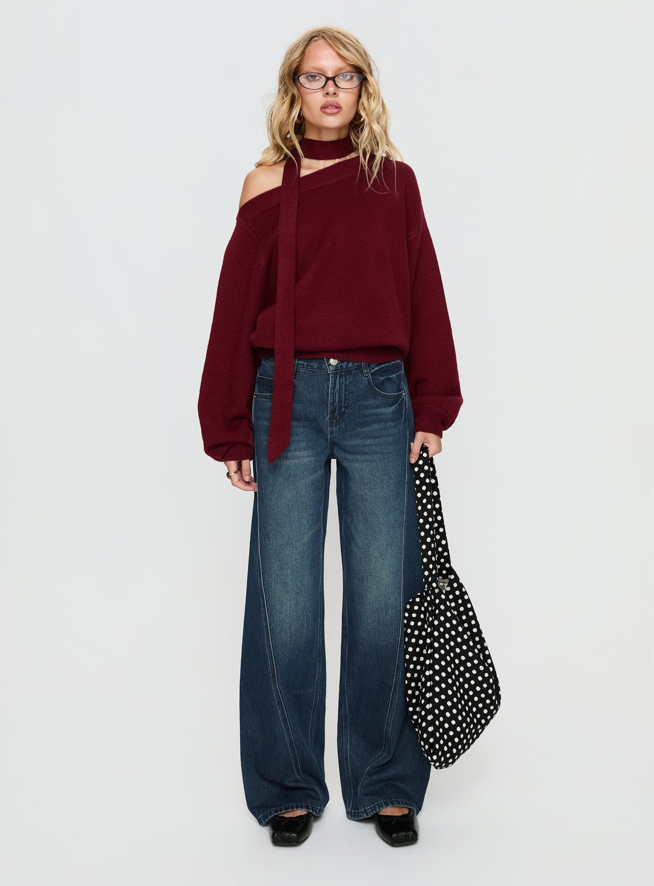 Kellsie High Rise Wide Leg Jeans Dark Blue Wash