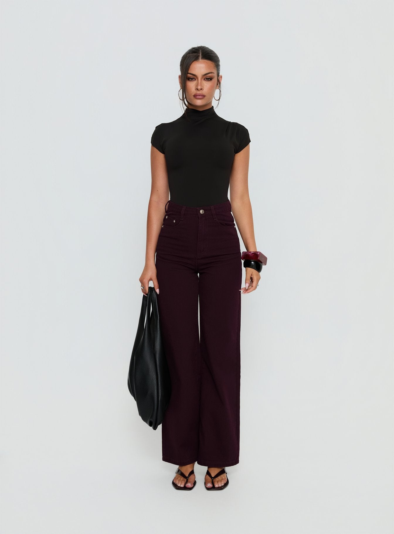Nicolo High Rise Straight Leg Jeans Currant