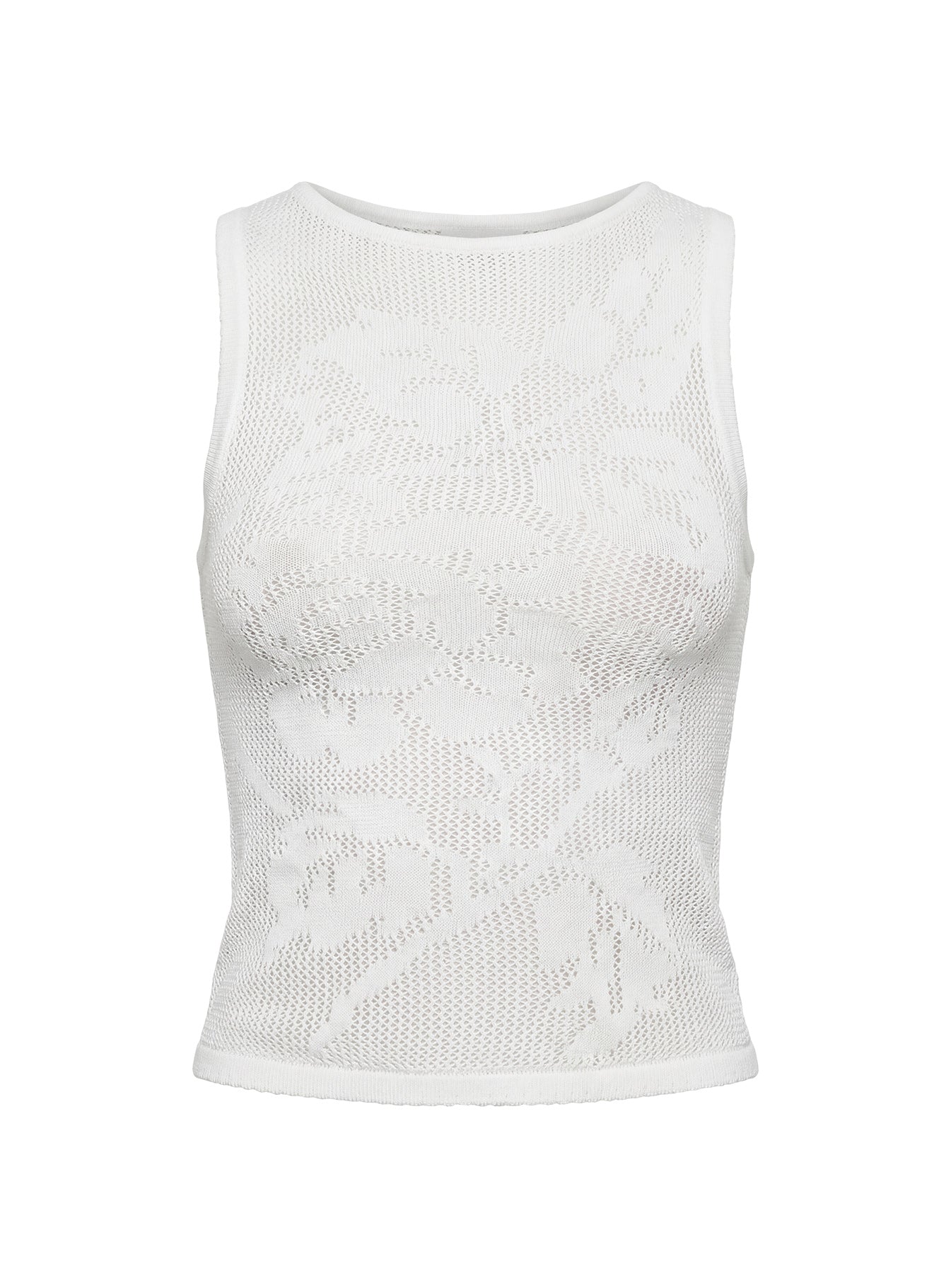Cypressa Crochet Boat Neck Top Antique White