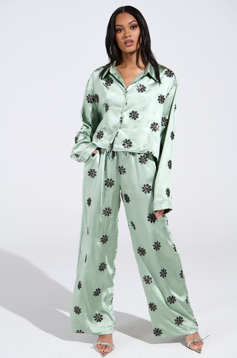DREAMS COMING TRUE SATIN PALAZZO PANT