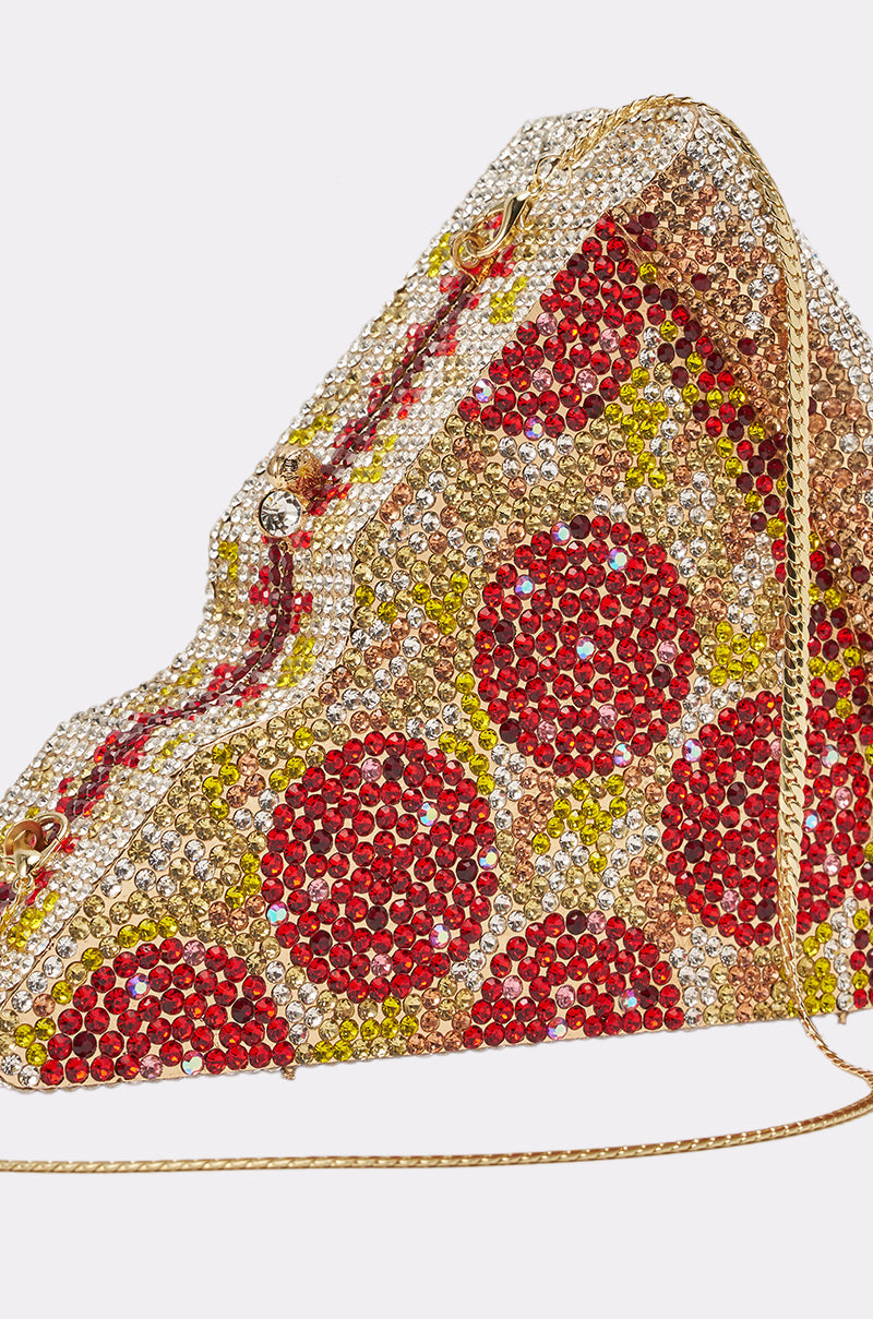 GRAB A SLICE RHINESTONE PIZZA CLUTCH
